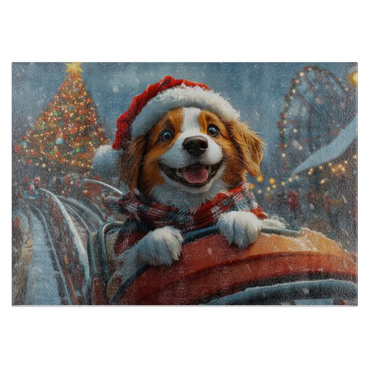 Brittany Spaniel Hond Kerstmis Snijplank (Voorkant)
