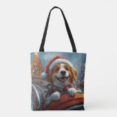 Brittany Spaniel Hond Kerstmis Tote Bag (Achterkant)