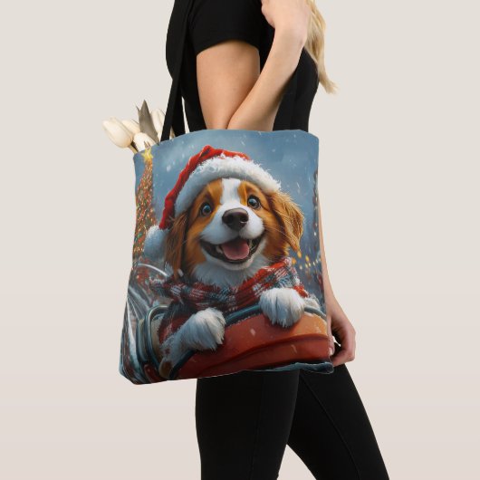 Brittany Spaniel Hond Kerstmis Tote Bag (Dichtbij)