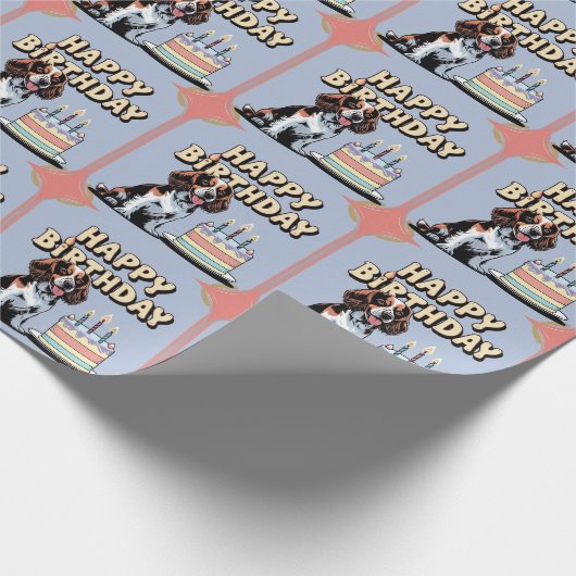 Brittany Spaniel Hond Kleurrijk Cadeaupapier (Hoek)