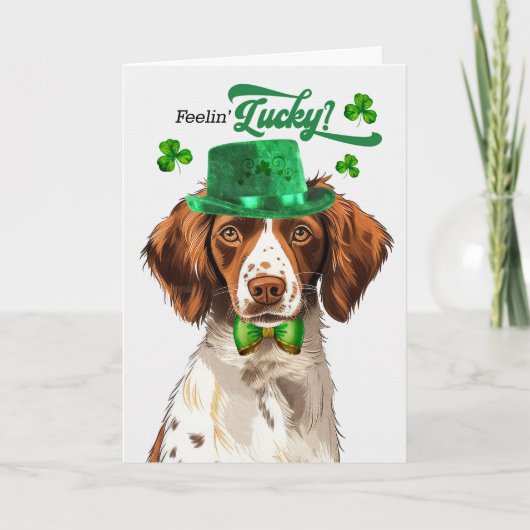 Brittany Spaniel Hond Lucky St Patrick's Day Feestdagen Kaart (Voorkant)