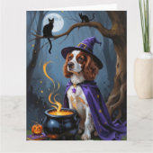 Brittany Spaniel hond speelse Halloween-schilderin Kaart (Voorkant)