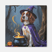 Brittany Spaniel hond speelse Halloween-schilderin Magneet (Voorkant)