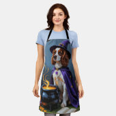 Brittany Spaniel hond speelse Halloween-schilderin Schort (Gedragen)