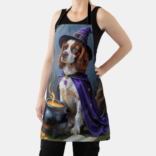 Brittany Spaniel hond speelse Halloween-schilderin Schort (Insitu)