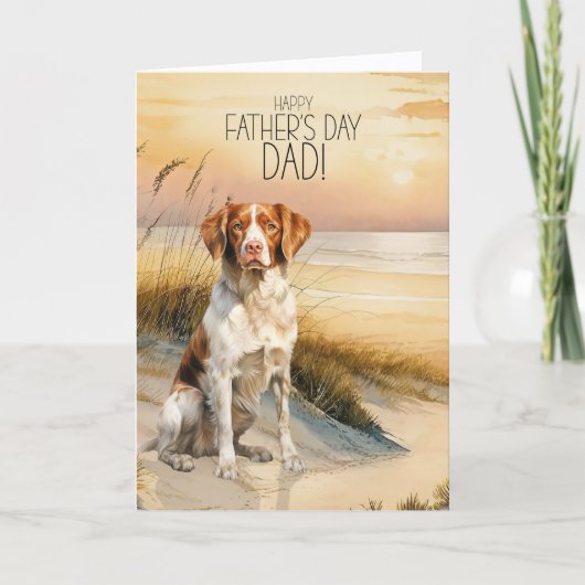 Brittany Spaniel hond Sunset Beach Vaderdag Feestdagen Kaart (Voorkant)