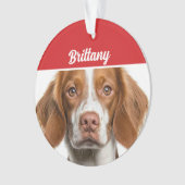 Brittany Spaniel Hond Vakantie Foto Kerstmis Ornament (voorkant)