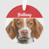Brittany Spaniel Hond Vakantie Foto Kerstmis Ornament (voorkant)