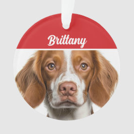 Brittany Spaniel Hond Vakantie Foto Kerstmis Ornament