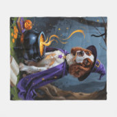 Brittany Spaniel hond whimsical Halloween schilder Fleece Deken (Voorkant (Horizontaal))