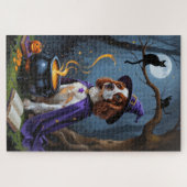 Brittany Spaniel hond whimsical Halloween schilder Legpuzzel (Horizontaal)