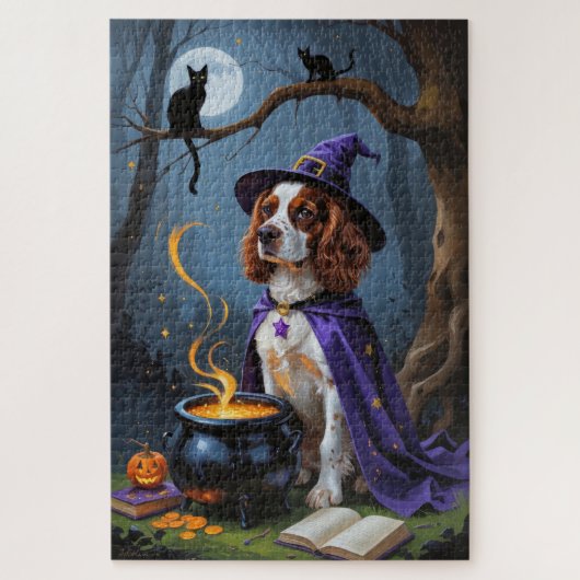 Brittany Spaniel hond whimsical Halloween schilder Legpuzzel (Verticaal)