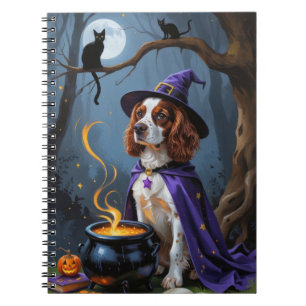 Brittany Spaniel hond whimsical Halloween schilder Notitieboek