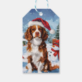 Brittany Spaniel Hond Winter Wonderland Kerstmis Cadeaulabel (Achterkant)
