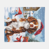 Brittany Spaniel Hond Winter Wonderland Kerstmis Fleece Deken (Voorkant (Horizontaal))