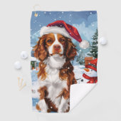 Brittany Spaniel Hond Winter Wonderland Kerstmis Golfhanddoek (Insitu)