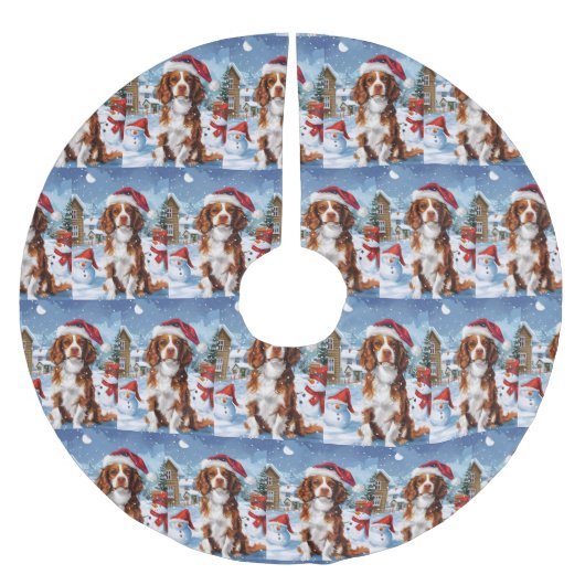 Brittany Spaniel Hond Winter Wonderland Kerstmis Kerstboom Rok (Voorkant)