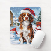 Brittany Spaniel Hond Winter Wonderland Kerstmis Muismat (Met muis)