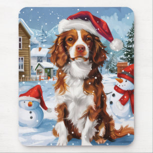 Brittany Spaniel Hond Winter Wonderland Kerstmis Muismat