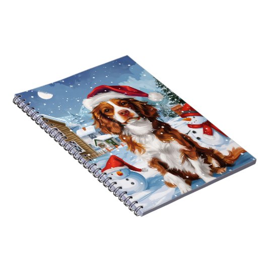Brittany Spaniel Hond Winter Wonderland Kerstmis Notitieboek (Rechterzijde)