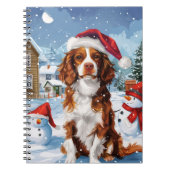 Brittany Spaniel Hond Winter Wonderland Kerstmis Notitieboek (Voorkant)