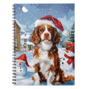 Brittany Spaniel Hond Winter Wonderland Kerstmis Notitieboek