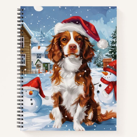 Brittany Spaniel Hond Winter Wonderland Kerstmis Notitieboek (Voorkant)