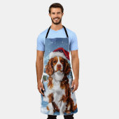 Brittany Spaniel Hond Winter Wonderland Kerstmis Schort (Gedragen)