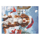 Brittany Spaniel Hond Winter Wonderland Kerstmis Tafelkleed (Voorkant (Horizontaal))