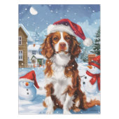Brittany Spaniel Hond Winter Wonderland Kerstmis Tafelkleed (Voorkant)