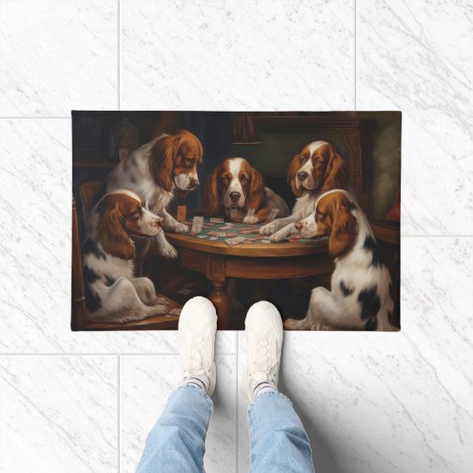 Brittany Spaniel Honden Pokeren Kunst Deurmat (Binnen)