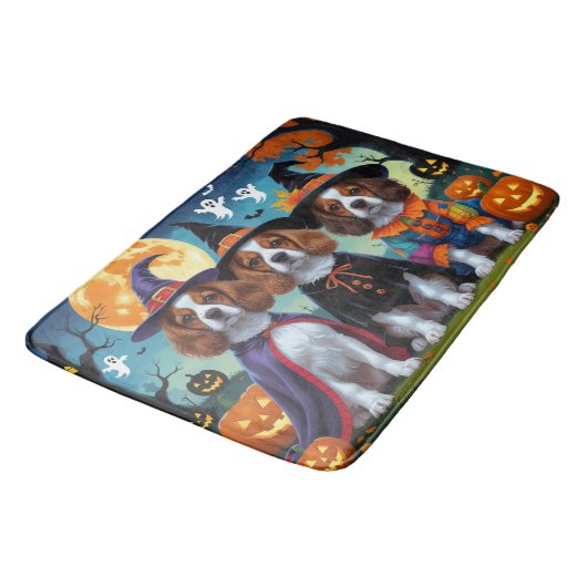 Brittany Spaniel Honden Pompoen Halloween Grappig Badmat (Gekanteld)