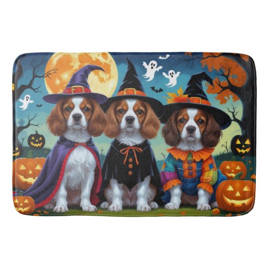 Brittany Spaniel Honden Pompoen Halloween Grappig Badmat (Voorkant)