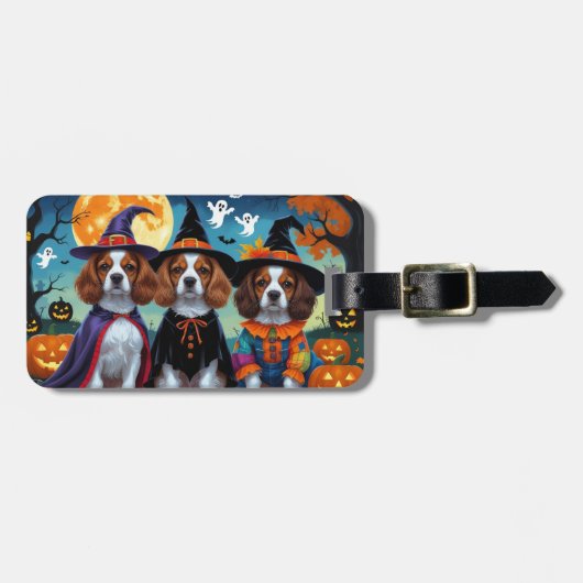 Brittany Spaniel Honden Pompoen Halloween Grappig Bagagelabel (Voorkant horizontaal)