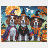 Brittany Spaniel Honden Pompoen Halloween Grappig Fleece Deken (Voorkant (Horizontaal))