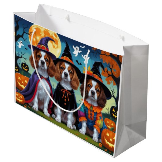 Brittany Spaniel Honden Pompoen Halloween Grappig Groot Cadeauzakje (Achterkant Gekanteld)
