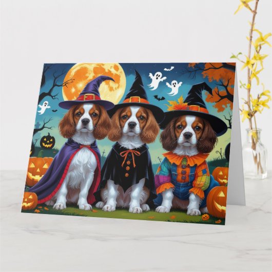 Brittany Spaniel Honden Pompoen Halloween Grappig Kaart (Gele Bloem)