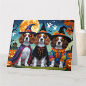 Brittany Spaniel Honden Pompoen Halloween Grappig Kaart (Voorkant)