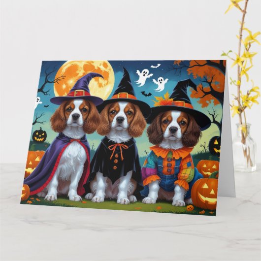 Brittany Spaniel Honden Pompoen Halloween Grappig Kaart (Gele Bloem)