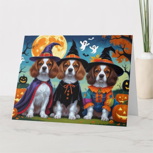 Brittany Spaniel Honden Pompoen Halloween Grappig Kaart (Voorkant)