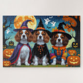 Brittany Spaniel Honden Pompoen Halloween Grappig Legpuzzel (Horizontaal)