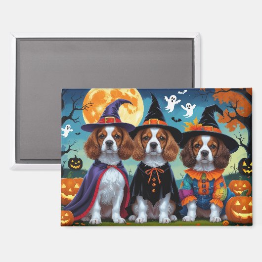 Brittany Spaniel Honden Pompoen Halloween Grappig Magneet (Voorkant / Achterkant)