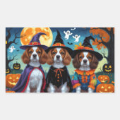 Brittany Spaniel Honden Pompoen Halloween Grappig Rechthoekige Sticker (Voorkant)