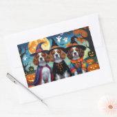 Brittany Spaniel Honden Pompoen Halloween Grappig Rechthoekige Sticker (Envelop)