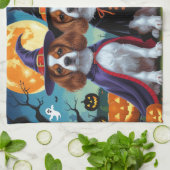 Brittany Spaniel Honden Pompoen Halloween Grappig Theedoek (Gevouwen)