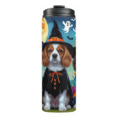 Brittany Spaniel Honden Pompoen Halloween Grappig Thermosbeker (Voorkant)