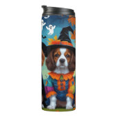 Brittany Spaniel Honden Pompoen Halloween Grappig Thermosbeker (Geroteerd rechts)