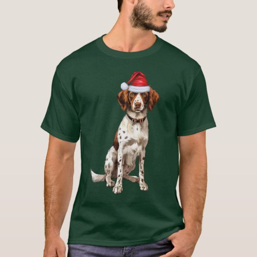 Brittany Spaniel Hondenliefhebber Funny Christmas T-shirt (Voorkant)