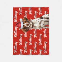 Brittany Spaniel Hondennaam Patroon Kerstmis Fleece Deken