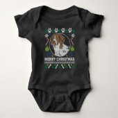 Brittany Spaniel Hondenras Ugly kerstSweater Romper (Voorkant)